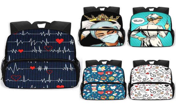 

13 inch cartoon ecg nurse children school bags kids kindergarten backpack boys girls daypack book bag student schoolbags gift8344570