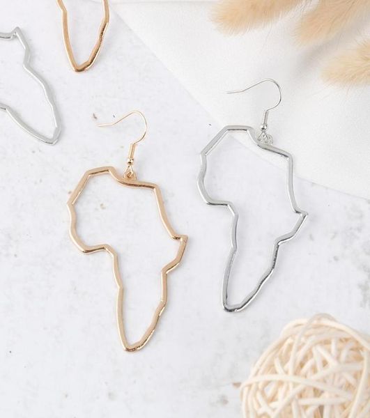 

dangle chandelier earrings 2022 trend africa map earring metal drop geometric enamel exaggerated woman punk jewelry gifts9350627, Silver