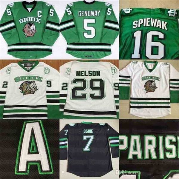 

c2604 wnorth dakota state hockey jersey 5 chay gnoway 16 spivak 29 brock nelson 7 tj bet 9 jonathan tusglaw sudaks university jerseys, Black