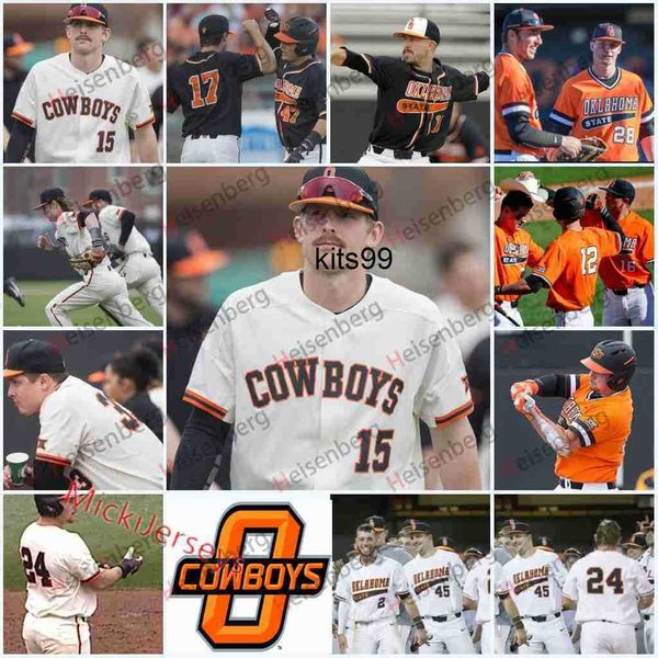 

2022 ncaa custom oklahoma state cowboys baseball jersey 4 kaden polcovich 7 max hewitt 1 hueston morrill 14 noah sifrit 15 cade cabbiness 28, Blue;black