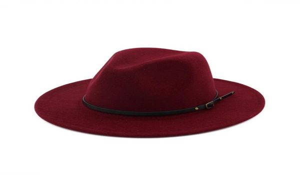 

hat men women imitation woolen wool felt outback hat panama wide brim women belt buckle fedoras chapeau sombrero mujer 20204970805, Blue;gray