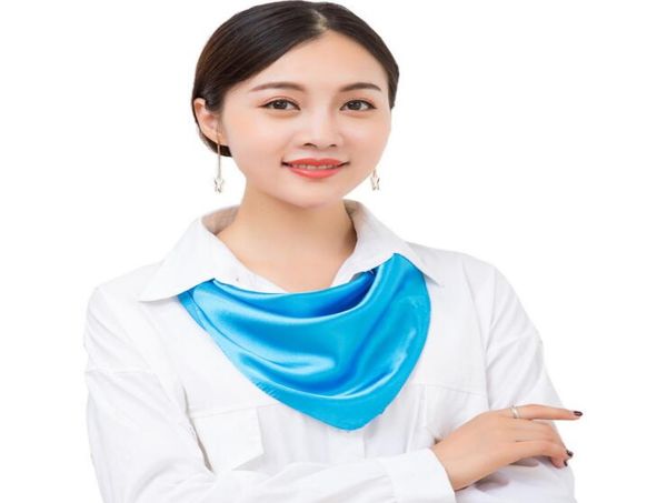 

women square scarf 6060cm multi pure color four season satin silk scarves office lady headbands bandana6971246, Blue;gray