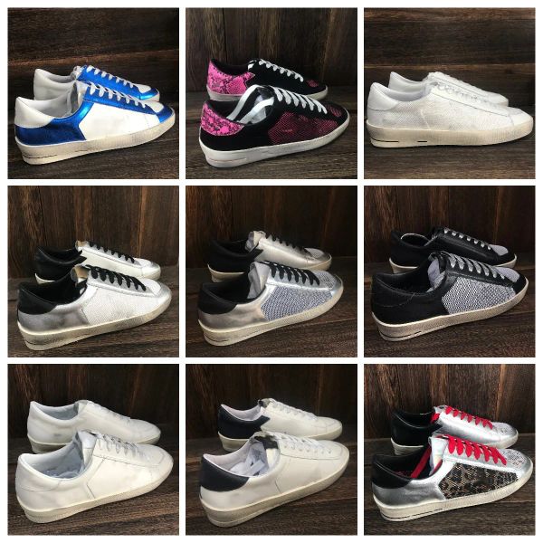 

new release italy brand women sneakers fashion golden stardan casual shoes sequin classic white do-old dirty shoe designer superstar tennis, Black