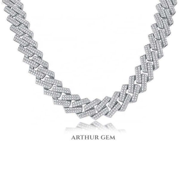 

hip hop silver chain necklace moissanite cuban link chain