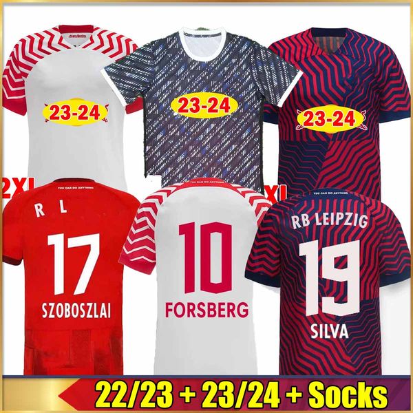 

2023 2024 leipziges soccer jerseys olmo poulsen 23 24 footabll shirts forsberg men uniforms werner szoboszlai nkunku silva camisetas de futb, Black;yellow