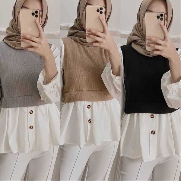 

wholesale modest women blouse clothing islamic modest blouses shirtsxmhe, Black;gray