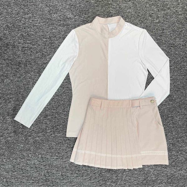 

golf summer longsleeved women's tshirt sports fashion slim fit breathable polo shirt golf woman clothes setsrz, White