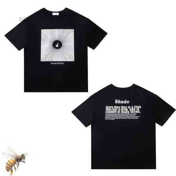 

summer men's t-shirts collection rhude tshirt oversize tees heavy fabric couple dress t shirt 8 j29c, White;black