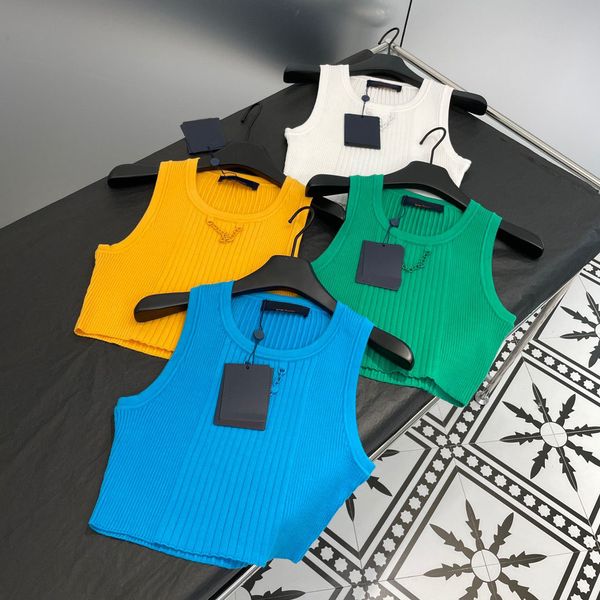 

runway designer 2023 summer women's knit tanks fashion straps chain crop sleeveless lady casual crop street wear, White