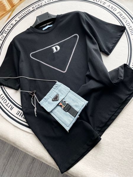

2023 summer women designers 2 colour t shirts fashion letter pattern short sleeve tshirts with denim bag lady tees luxury casual, White