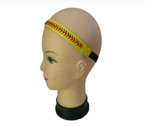 

new yellow white black stitch women softball headbands seamed leather baseball fast pitch hair bands bandage head gum hair accesso8834250