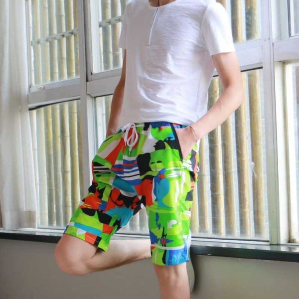 

men's printed fashion home shorts vacation, White;black