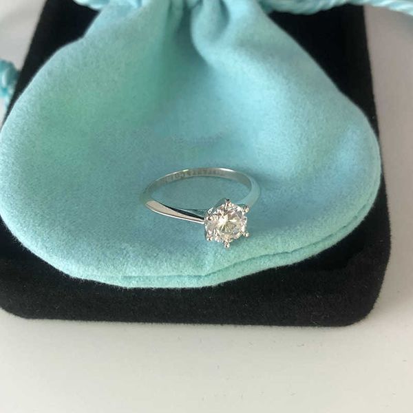 

designer new tiffay s925 sterling silver six claw one claw diamond ring imitation for female marriage proposal couple