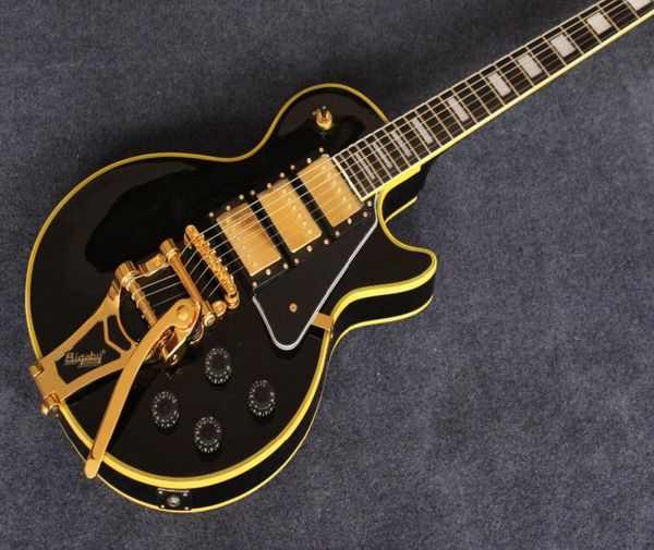 

custom jazz electric guitar black guitarra 3 pickups and gold hardware gitaarsupport customization4626696