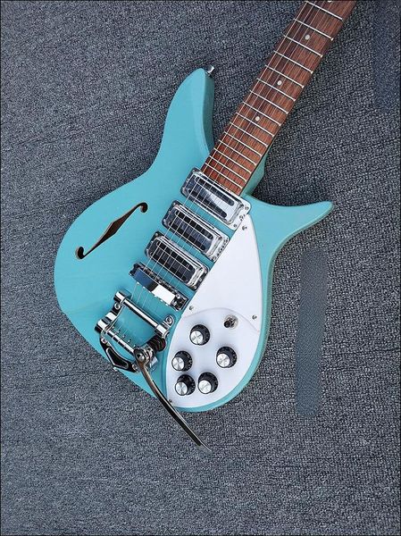 

325 semi hollow light green electric guitar 3 pickups single f hole lacquer