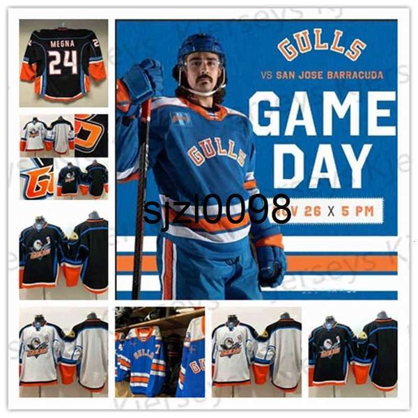 

sj98 san diego gulls third jersey terry megna thomas wideman stolarz carrick comtois oleksy wagner ritchie sorensen hockey jerseys any name, Black