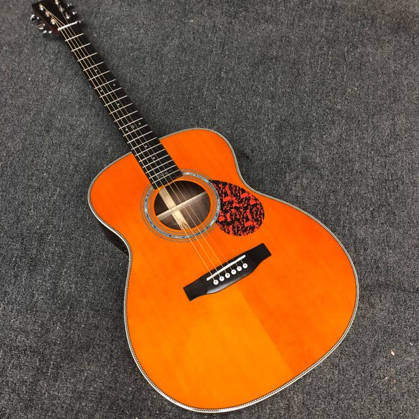 

39 inches blonde k28 acoustic guitar solid amber finish om shape parlor body electrical acoustic guitar folk guitare acoustique jp signature