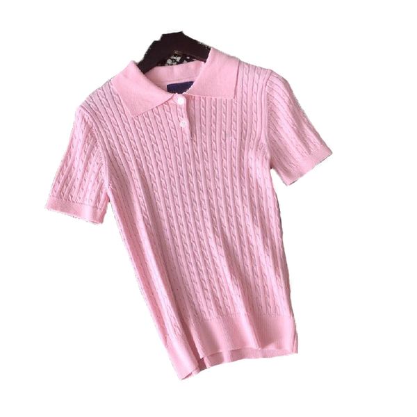 

designers fashion womens t shirts knits short sleeve sweater letter jacquard comfortable classics women t shirt polo size s-l, White