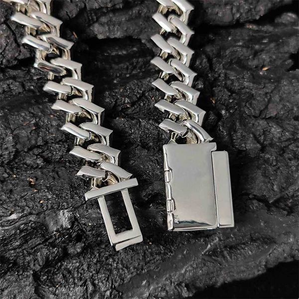 

lucky seven 925 sliver moissanite 5a cz hip hop men cuban link chain necklace men's jewelry, Silver