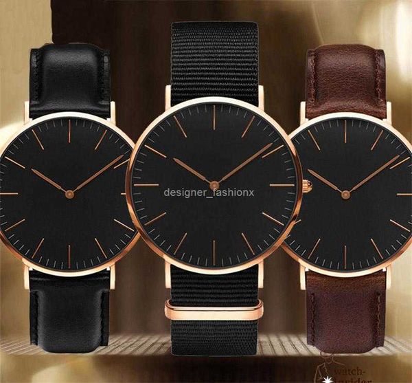 

men watches fashion designer brand luxury mens watch d w women daniel's black dial leather strap clock 40mm 36mm montres homme, Slivery;black