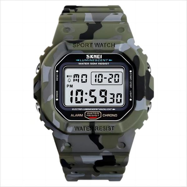 

camouflage special forces watch waterproof luminous multifunctional sports electronic watch men's alarm clock time soldier tactical tab, Silver