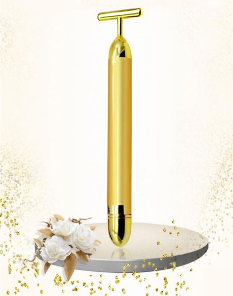 

24k gold vibration facial slimming face beauty bar pulse firming facial roller massager lift skin tightening wrinkle stick2966569
