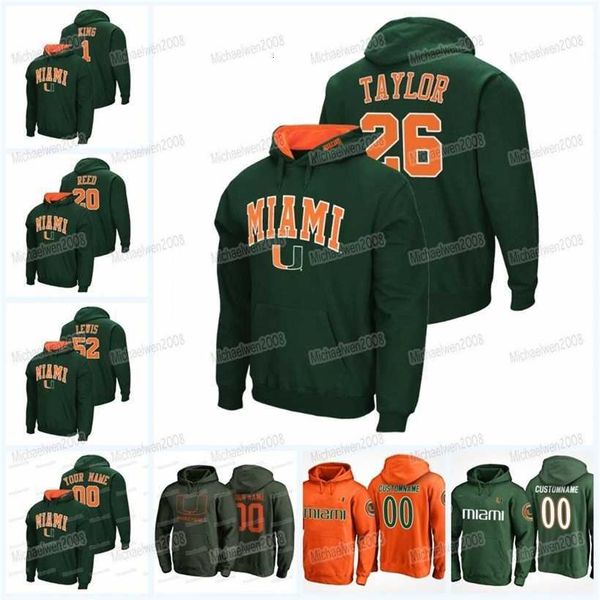 

c2604 mitness custom miami hurricanes college football hoodie ncaa college ray lewis ryan rizk sean taylor michael irvin jarrid williams ed, Black