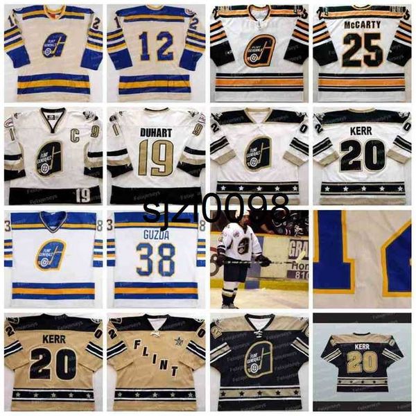 

sj98 flint generals jersey 20 kevin kerr 25 darren mccarty 19 jim duhart 12 brian mcbratney 38 brad guzda 2 evgeny afanasiev 7 kirill alexee, Black