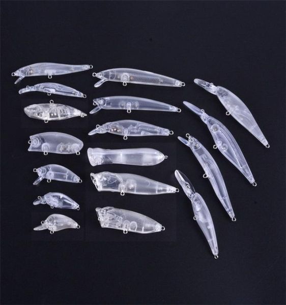 

mix 17 styles unpainted plastic blanks body fishing lure set diy popper vib rattlin pencil minnow crank bait kit9476478