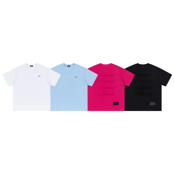 

we11done back letter bullet screen embossed short sleeve round neck high street loose versatile couple t-shirt, White;black
