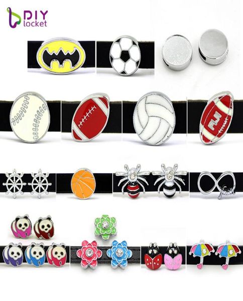 

10pcs 8mm mix style slide charms fit for 8mm wristband bracelet belt pet collar lssc1571973776792, Black