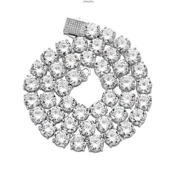 

rq 2023 new 10 mm tennis chain necklace with spring clasp iced out cubic zirconia hip hop rockers jewelry for men, Silver