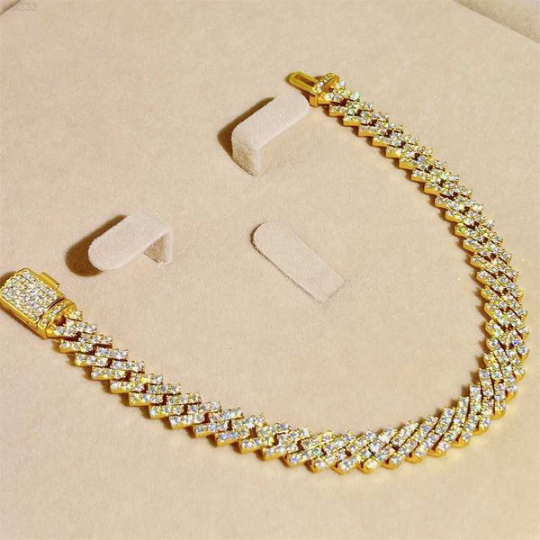

custom lock iced out hiphop 8mm vvs moissanite full diamond cuban link chain necklace, Silver