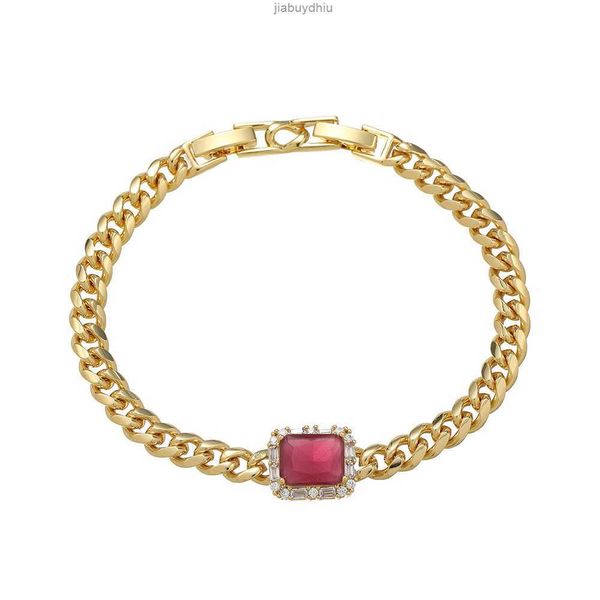 

cuban chain gem bracelet hip hop brass cz set colorful zircon 7inch+1inch extension, Silver