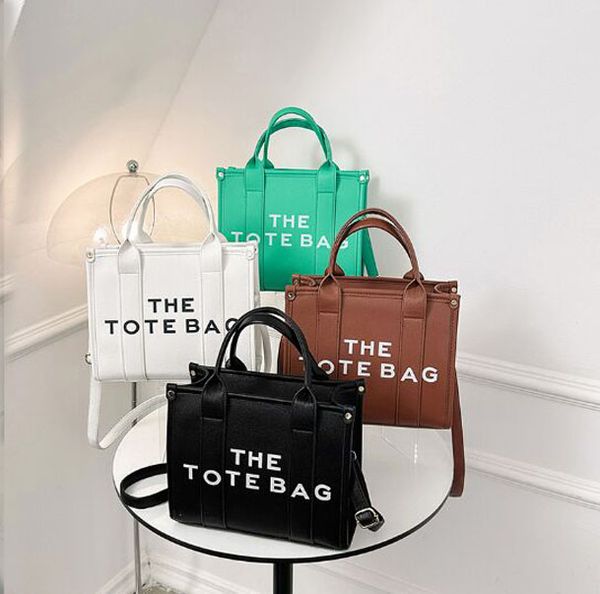 

pu leather marc fashion handbags bag with logo large capacity shoulder for women wallets letter printed black rolled letterstote bag multi c