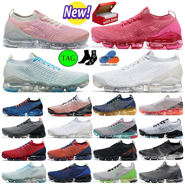 

with box mens running shoes fly 2.0 knit 3 designer sports sneakers university blue tint smoke grey dark mocha triple black white bubble cus