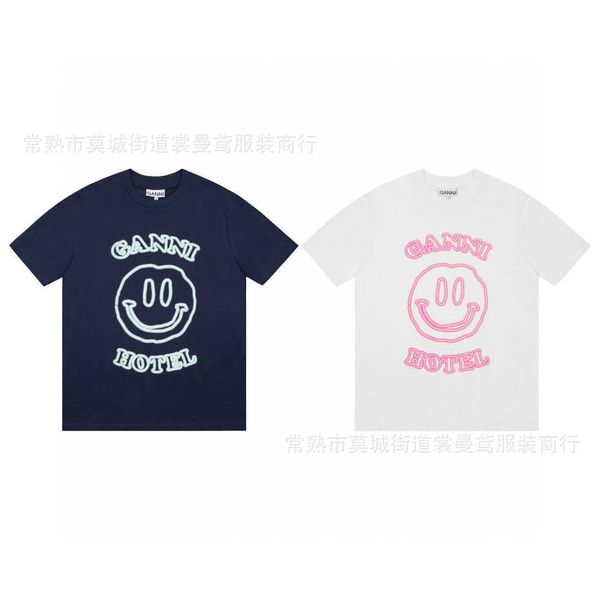 

summer new smiling face fluorescent foam print short sleeve t-shirt, White