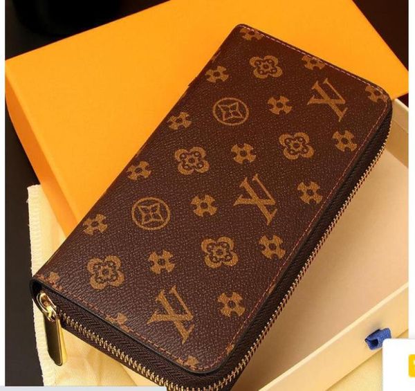 

fashion women wallet genuine leather wallet single zipper wallets lady ladies long classical purse with box card 60017 classic flo7839385, Red;black