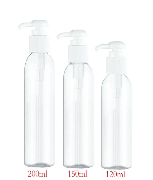 

50pcs 120ml 150ml 200ml clear round lotion pump shampoo bottle containers for cosmetic packagingamber pet bottle with liquid soap5033888
