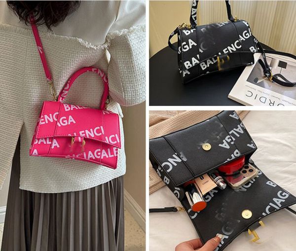 

designer bags single-shoulder hand texture hourglass women's bag new fashion shoulder crossbody handbags, Black;red