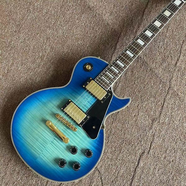 

custom electric guitar blue tiger flame maple 6 stings guitar rosewood fingerboard mahogany body