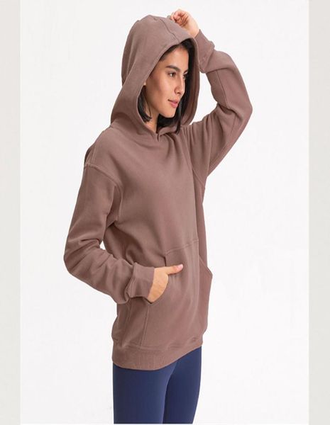 

l017 fitness sport hoodies yoga sweatshirt jacket coat women autumn winter fleece hooded solid gym outwear warm sweat6783540