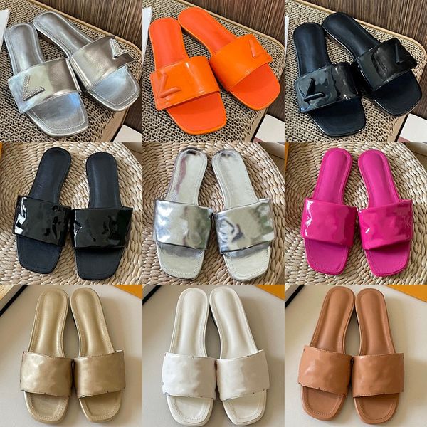 

rhinestone embossered slippers luxury designer shoes women's leather sandals comfortable non-slip beach shoes fashion graffiti flats su, Black