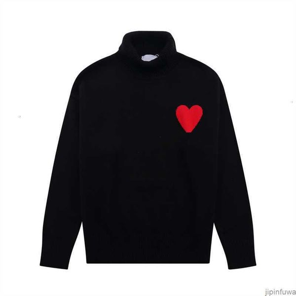 

2023 amis paris fashion mens sweaters designer turtleneck winter amies love high collar knitted sweater men casual pullover eblw, White;black