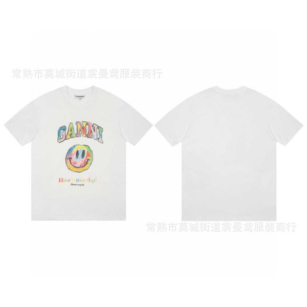 

summer new smiling face short sleeve rainbow earth environmental theme t-shirt, White