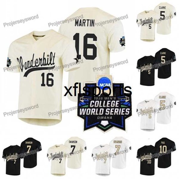 

axflsp glamit vanderbilt commodores jersey 7 dansby swanson 5 philip clarke 10 ethan paul 16 austin martin 2019 rare college ws w s custom b, Black