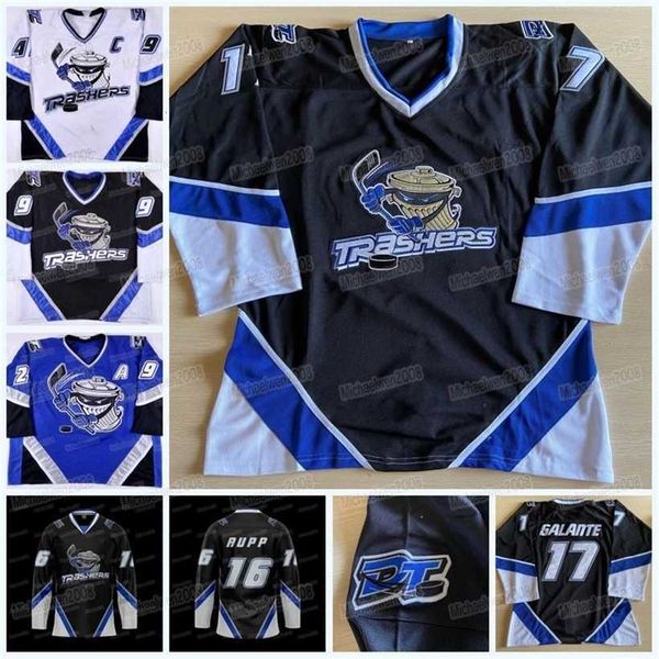

c2604 mitness danbury trashers 2004-05 jersey brent gretzky bayrack galante brad wingfield jon mirasty scott stirling bren dan mccartin rega, Black