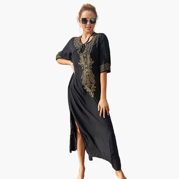

loose large size beach skirt bikini swimsuit outer blouse holiday dress sunscreen femaleeov, Black;gray