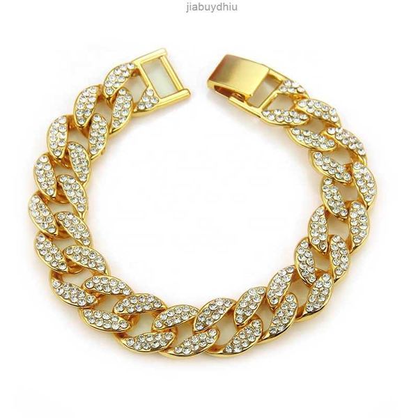 

pulseira de link cubano iced out pedras diamante liga zinco pulseiras cubanas miami joias baratas, Silver