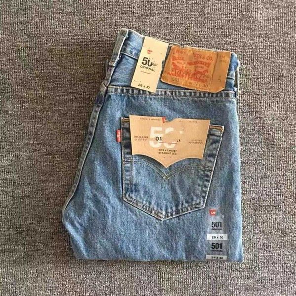 

2023 levi 501 mens vaqueros spanx classic vintage medium waist straight jeans imported from the united states y3o4, Blue